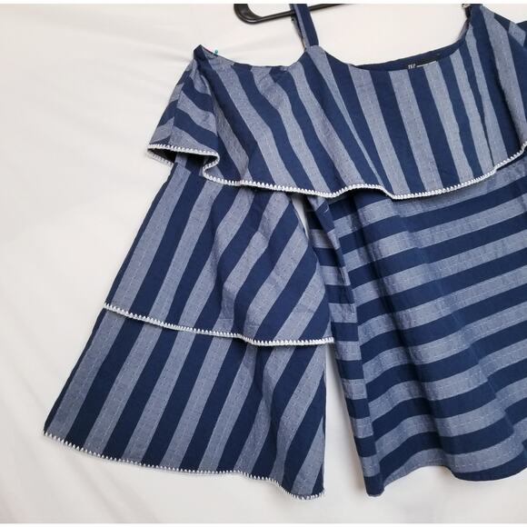 I N C International Concepts Tiered Sleeve Off The Shoulder Blouse Size XLg Blue - Picture 2 of 9